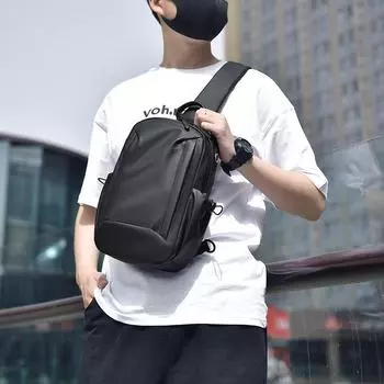 Мужская модная сумка-мессенджер через плечо - большая вместимость, повседневный/спортивный стиль чёрный