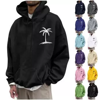 Мужская модная свободная мужская и женская толстовка с капюшоном с длинным рукавом и принтом с капюшоном L чёрный