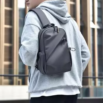 Мужская модная тактическая сумка-мессенджер для мотоциклистов на грудь и плечо - большая вместимость, защита от брызг чёрный