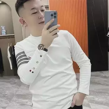 Мужская модная толстовка-пуловер с четырьмя полосками и накладным карманом XL чёрный