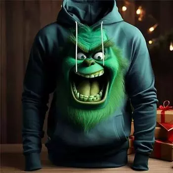 Мужская модная толстовка с 3D принтом и рисунком эльфа, спортивные праздничные толстовки с длинными рукавами и капюшоном с принтом переднего кармана, толстовка с капюшоном L