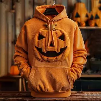 Мужская модная толстовка с капюшоном и длинными рукавами на Хэллоуин XL оранжевый