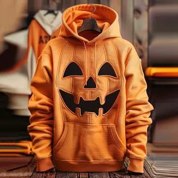 Мужская модная толстовка с капюшоном и длинными рукавами на Хэллоуин L оранжевый