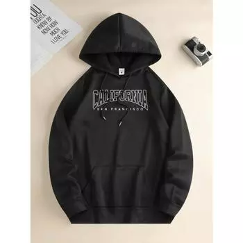 Мужская модная толстовка с капюшоном, повседневная, на шнурке, с монограммой, карман-кенгуру спереди, мужские толстовки и свитшоты для мужчин S