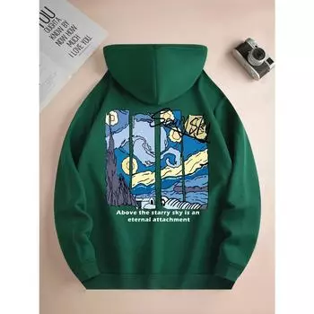 Мужская модная толстовка с капюшоном, повседневная простая и повседневная удобная толстовка, мужская толстовка с капюшоном с принтом волн M