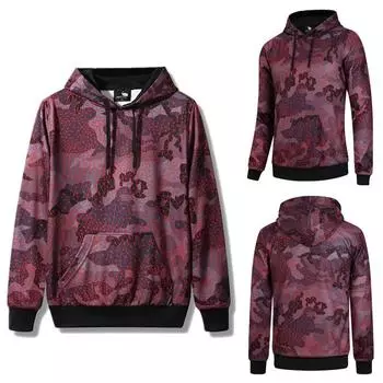 Мужская модная толстовка с капюшоном с камуфляжным принтом, повседневная спортивная кофта с капюшоном S красный
