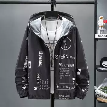 Мужская модная тонкая дышащая куртка-пальто с защитой от солнца 2024 года - Cross-border Summer Large Size L белый