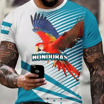 Мужская модная удобная дышащая футболка с 3D принтом попугая Гондураса, новая повседневная футболка с коротким рукавом и круглым вырезом на весну и лето, мужская одежда S