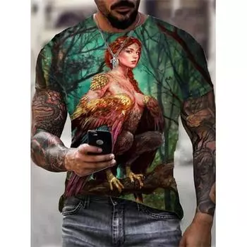 Мужская модная уличная футболка с забавным принтом в американском стиле с круглым вырезом XS