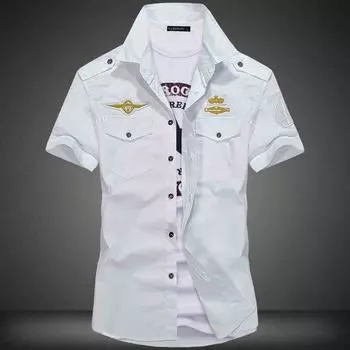 Мужская модная униформа ВВС с коротким рукавом, свободная рубашка M синий