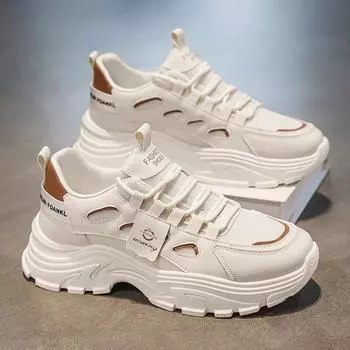 Мужская модная универсальная обувь на платформе Daddy Shoe Осень Новые дышащие износостойкие повседневные кроссовки Мужская спортивная обувь для отдыха 39 бежевый