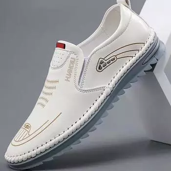 Мужская модная весенняя мужская кожаная обувь из искусственной кожи на плоской подошве, осенняя уличная новая деловая мягкая обувь 44 белый