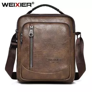 Мужская модная водостойкая сумка через плечо из искусственной кожи большой вместимости и деловая сумка через плечо D288 коричневый