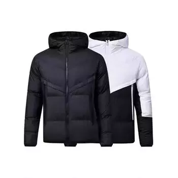 Мужская модная зимняя хлопковая куртка с капюшоном - большой размер, короткое пальто M белый