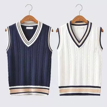 Мужская модная зимняя одежда Толстый жилет без рукавов Свитер без рукавов Хлопок в студенческом стиле Шерстяной трикотаж Свободный вязаный грубый жилет Свитер для мужчин XS белый