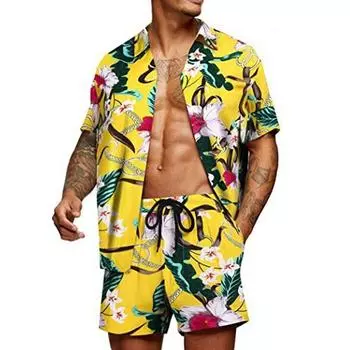 Мужская молодежная рубашка с цветочным принтом, летняя свободная рубашка в гавайском стиле, повседневный костюм для пляжа XXXXXL