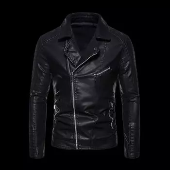Мужская мотоциклетная кожаная куртка с большим лацканом в корейском стиле, модная молодежная куртка из искусственной кожи на осень и зиму, новая уличная мода, кожаная куртка M