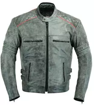 Мужская мотоциклетная кожаная куртка-трекер, очень мягкая кожаная байкерская защитная куртка S серый