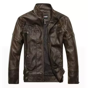 Мужская мотоциклетная куртка из искусственной кожи Мужская куртка XXXXXL чёрный