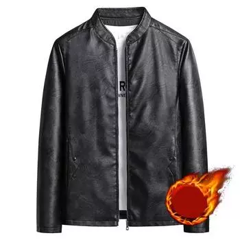 Мужская мотоциклетная куртка из искусственной кожи, весеннее тонкое пальто, однотонная приталенная куртка с воротником-стойкой 6XL