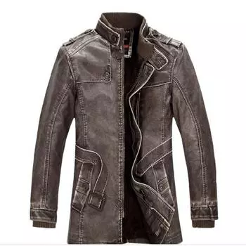 Мужская мотоциклетная куртка, модная мужская куртка из искусственной кожи M