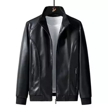 Мужская мотоциклетная тонкая кожаная куртка Мужская молодежная повседневная кожаная куртка больших размеров 8XL