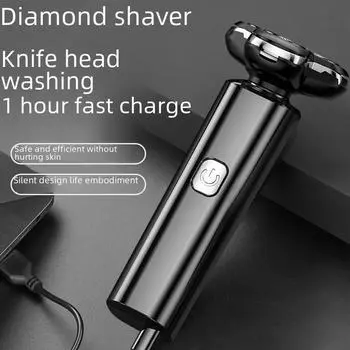 Мужская моющаяся электробритва с зарядкой через USB и интеллектуальной системой плавающих трех лезвий black чёрный