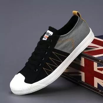 Мужская мягкая подошва модная парусиновая обувь 2024 года весна новая мода легкая удобная спортивная обувь для отдыха на открытом воздухе повседневная обувь 38 чёрный
