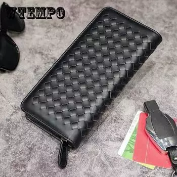 Мужская мягкая сумка из искусственной кожи для ноутбука, многофункциональный кошелек ручной вязки, деловой повседневный клатч