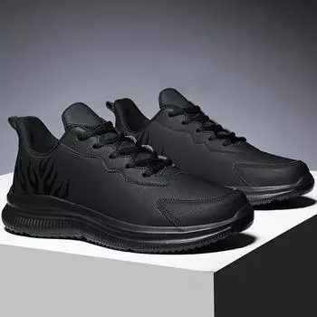 Мужская мужская обувь большого размера, повседневная обувь, легкие кожаные кроссовки, уличная легкая табуретка, походная обувь, мужские кроссовки 42 чёрный
