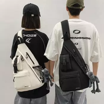 Мужская нагрудная сумка, большая вместительная сумка через плечо, студенческая сумка через плечо чёрный