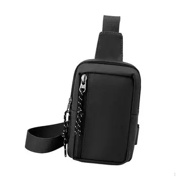 Мужская нагрудная сумка через плечо Daypack Легкий мини-рюкзак через плечо для велоспорта чёрный