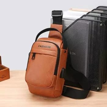 Мужская нагрудная сумка через плечо Новая мотоциклетная сумка Повседневная cBackpack Модная многофункциональная спортивная сумка 13x10x24cm чёрный