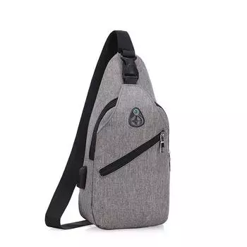 Мужская нагрудная сумка, диагональная сумка-седло, дорожный рюкзак, легкая спортивная ручная сумка для хранения с отверстием для кабелей наушников серый