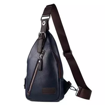 Мужская нагрудная сумка из искусственной кожи, многофункциональная противоугонная нагрудная сумка с одним ремешком и регулируемым плечевым ремнем, сумка-мессенджер чёрный