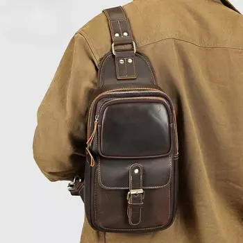 Мужская нагрудная сумка из натуральной коровьей кожи, сумка на одно плечо, вместительная сумка через плечо в стиле ретро