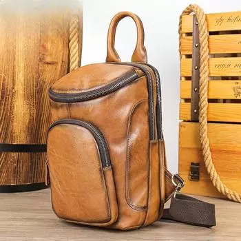 Мужская нагрудная сумка из натуральной кожи Premium Sense Crossbody Bag Vintage Большая вместительная сумка из коровьей кожи с верхним слоем