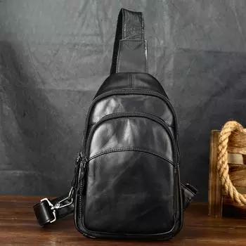 Мужская нагрудная сумка из натуральной кожи, сумка через плечо, верхний слой из коровьей кожи, модная мужская нагрудная сумка, небольшой рюкзак