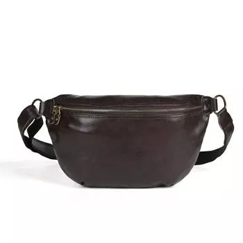 Мужская нагрудная сумка из винтажной кожи кремового цвета, подлинная сумка на одно плечо для IPAD, сумка через плечо, мотоциклетный рюкзак, сумка для подвешивания на спине