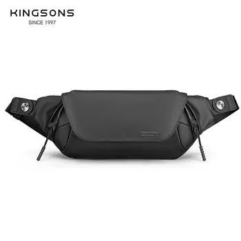 Мужская нагрудная сумка Kingsons, переносная сумка-слинг, черная, маленькая, через плечо, магнитная быстросъемная пряжка, водонепроницаемый полиэстеровый технический слинг X1 чёрный