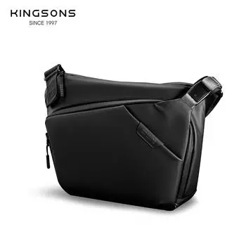 Мужская нагрудная сумка Kingsons, сумка для ноутбука 13 дюймов, сумка-мессенджер на одно плечо, водонепроницаемая сумка через плечо, черная полиэстеровая техническая сумка X6 чёрный