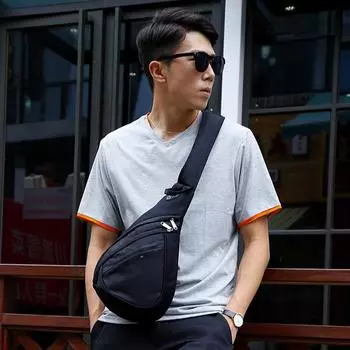 Мужская нагрудная сумка корейской версии Leisure Water Drop Plus Треугольная сумка с USB-портом для зарядки, рюкзак серый