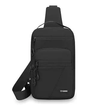 Мужская нагрудная сумка Легкая сумка Большая вместимость Сумка через плечо для поездок на работу чёрный