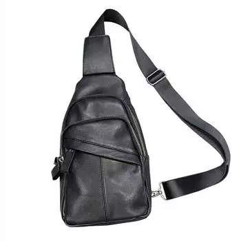 Мужская нагрудная сумка, мужская сумка из натуральной кожи, повседневная маленькая сумка через плечо, вместительная сумка-мессенджер, черная воловья кожа.