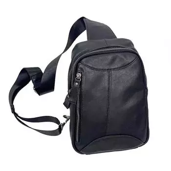 Мужская нагрудная сумка, мужская сумка из натуральной кожи, повседневная сумка через плечо, сумка-мессенджер большой вместимости, черная воловья кожа. чёрный