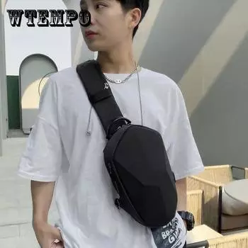 Мужская нагрудная сумка на одно плечо, водонепроницаемая повседневная сумка, однотонная нагрудная сумка 18*8*31 синий