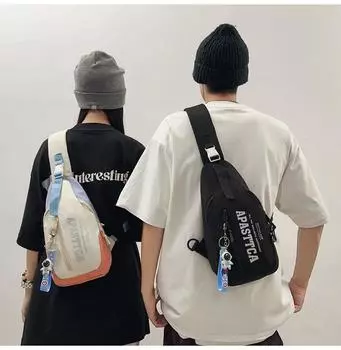 Мужская нагрудная сумка с цветными блоками, женская сумка через плечо с буквенным принтом, сумка через плечо