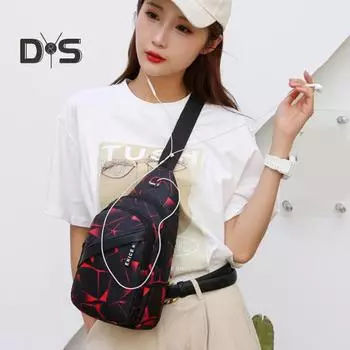 Мужская нагрудная сумка с геометрическим принтом, треугольная сумка на молнии, водонепроницаемая, с регулируемым ремнем, переносная сумка-слинг, для спорта на открытом воздухе, для путешествий, через плечо чёрный