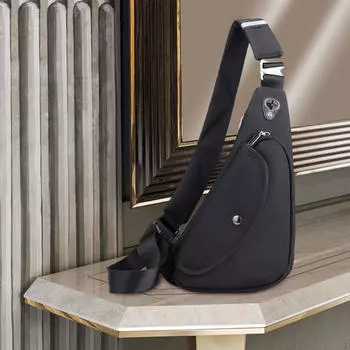 Мужская нагрудная сумка слинг большой емкости сумка кошелек плечо рюкзак для бега и скалолазания чёрный