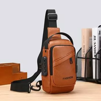 Мужская нагрудная сумка, сумка через плечо, новый повседневный рюкзак на одно плечо большой вместимости, модный, многофункциональный и трендовый спортивный 14X10X24CM чёрный